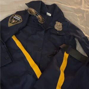 Navy Blue Police Costume with Yellow Stripes